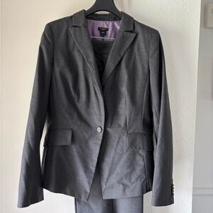Ann Taylor Charcoal Blazer with Lavender Lining & Slacks